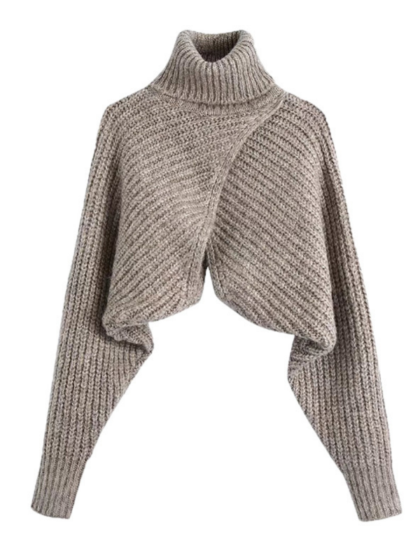 Turtleneck Wrap Knitted Sweater