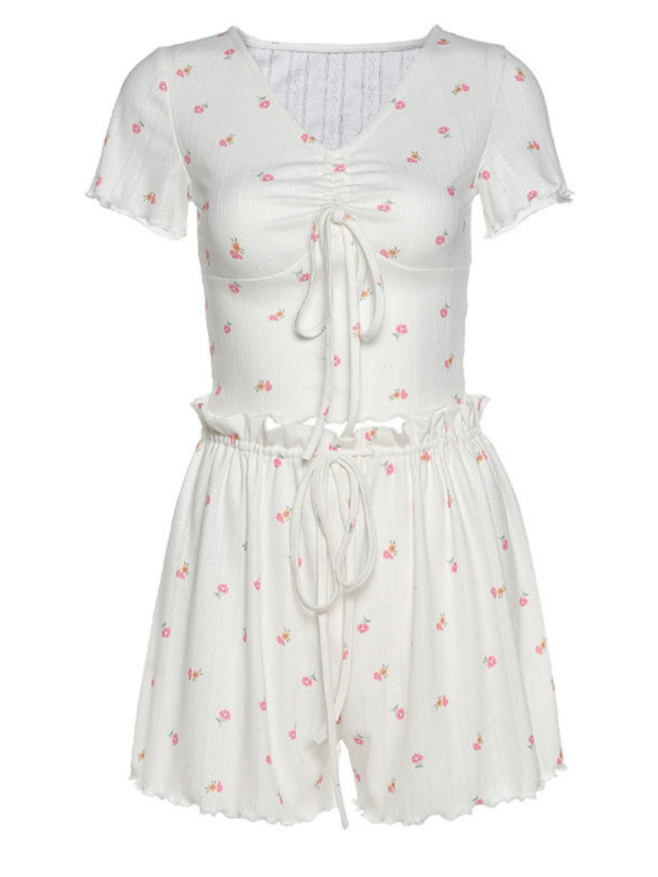 Ruched Floral PJ Set