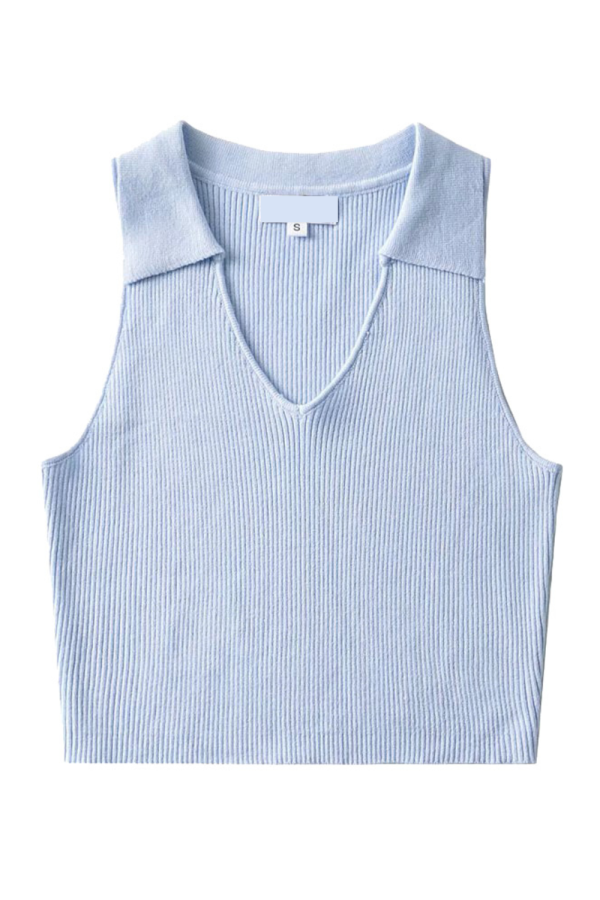 Sleeveless Collared Knit Top (4 Colors)