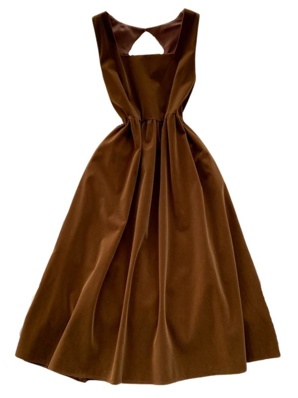 Square Neck Velvet Ribbon Back Volume Dress (4 Colors)