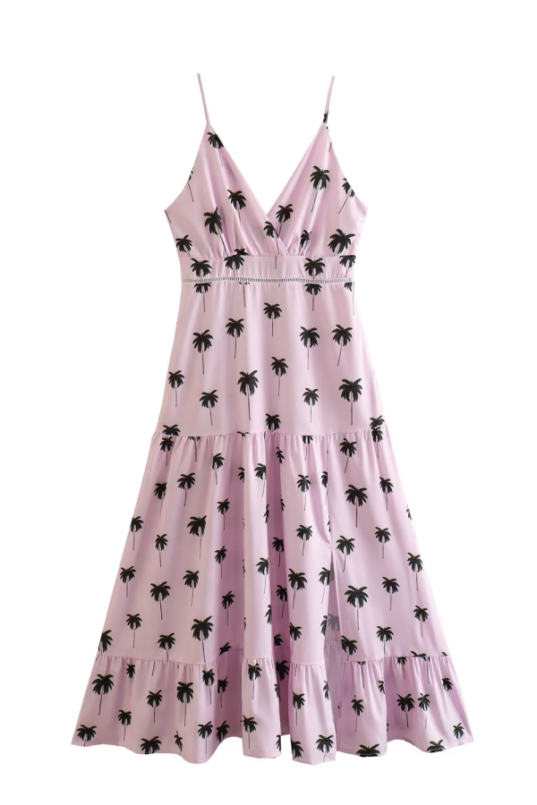 Sleeveless V-Neck Printed Dress