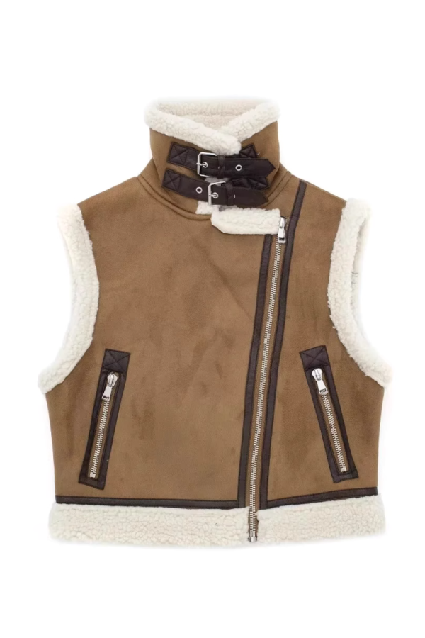 Neck Buckle Fleeced Vest
