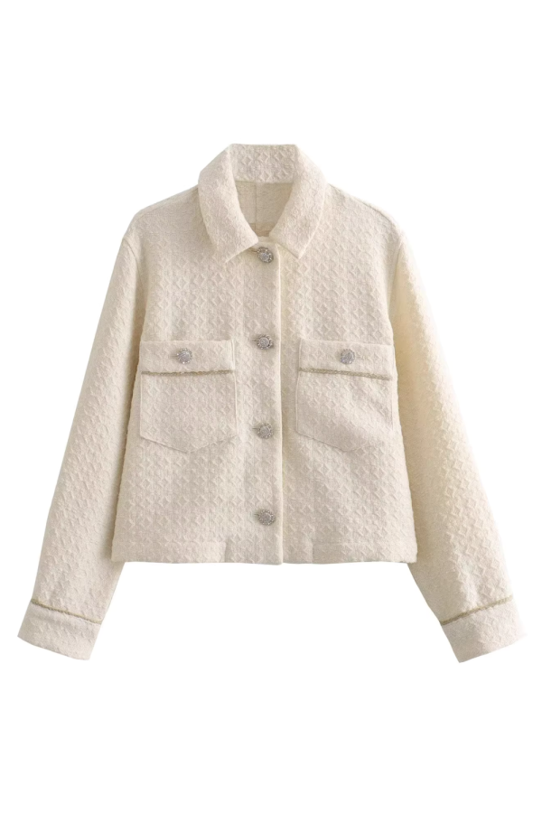 Jeweled Button Cropped Jacket