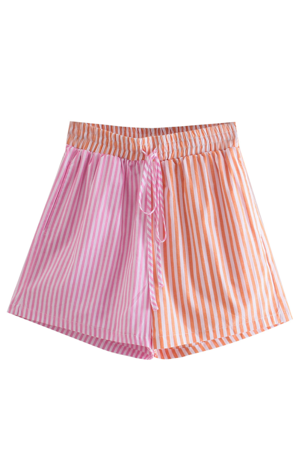 Stripe Color Block Casual Shorts