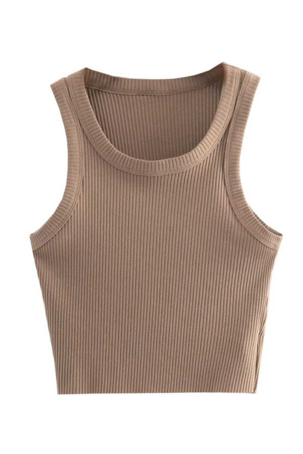 Round-Neck Sleeveless Ribbed Knit Top (5 Colors)