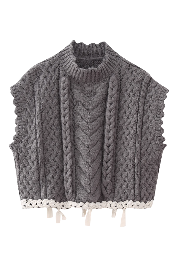 Sleeveless Cable-Knit Vest