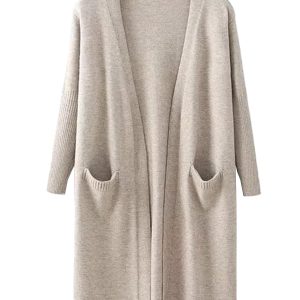 Open Wrap Pocket Long Cardigan